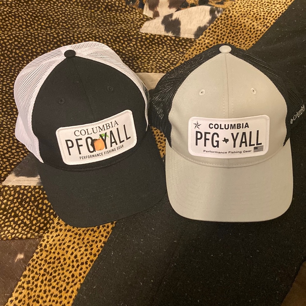 Two Columbia snap back hats